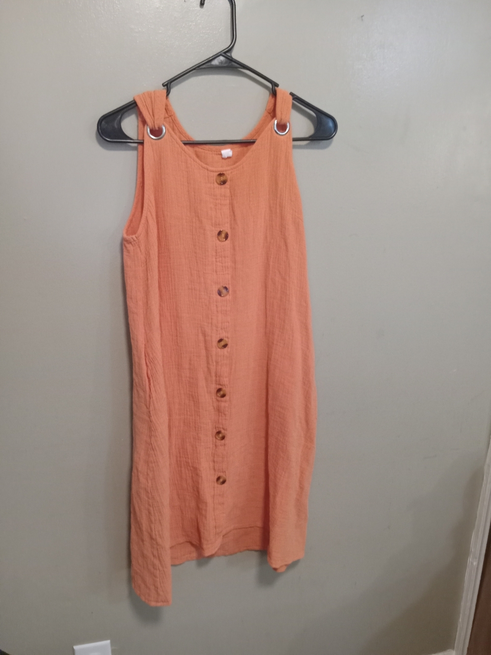 Sleeveless Button-Front Summer Dress in Peach